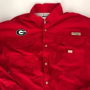 Columbia Pfg Fishing Shirt Red Uga 